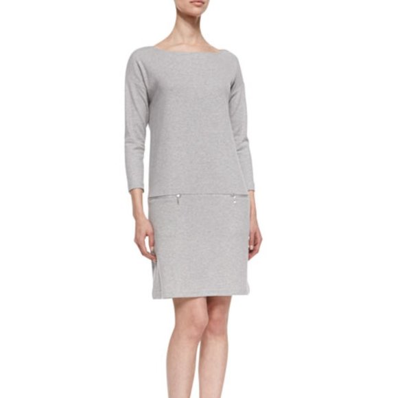 Grey Joan Vass Knit Zip-Pocket Shift Dress 8/10 - Picture 2 of 7